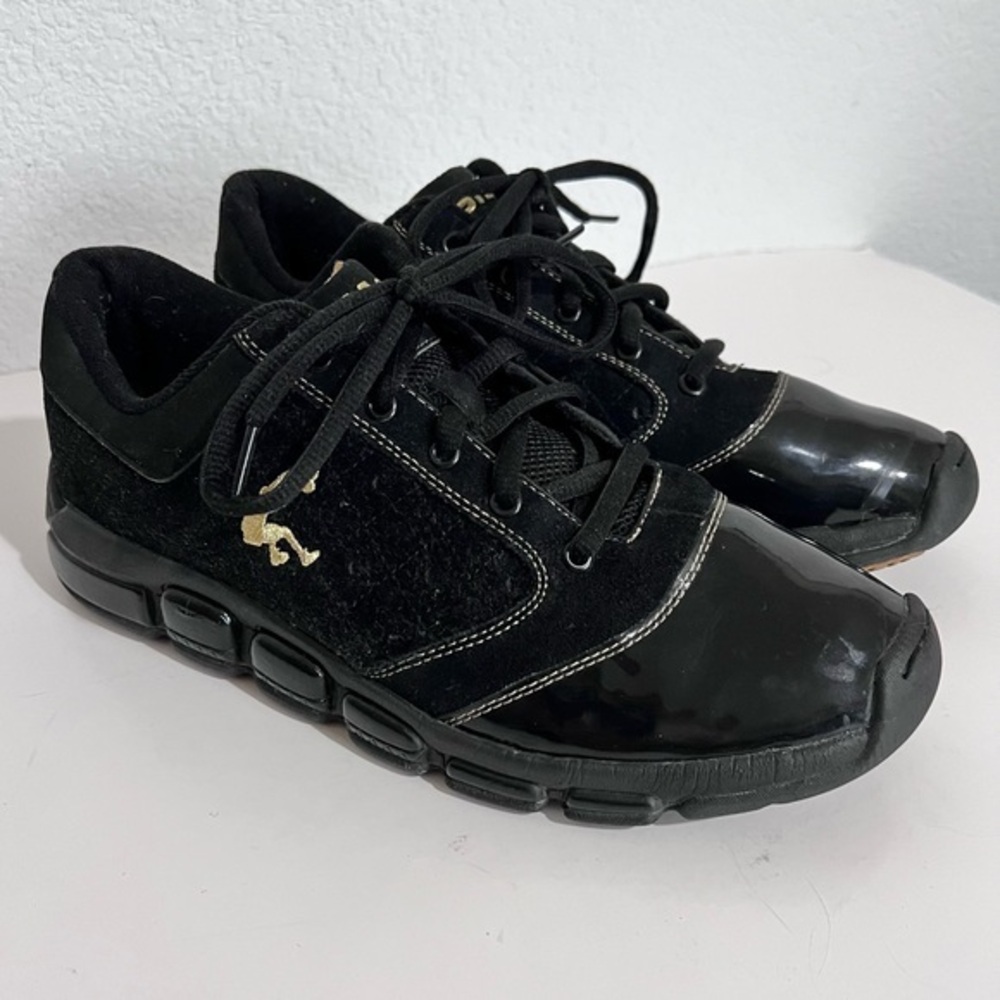 SHAQ Black Patent & Suede Leather Sneakers Basketball Court Shoes 9.5